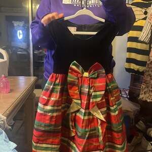 Bonnie Jean Black Velvet & Plaid Christmas Dress 4T